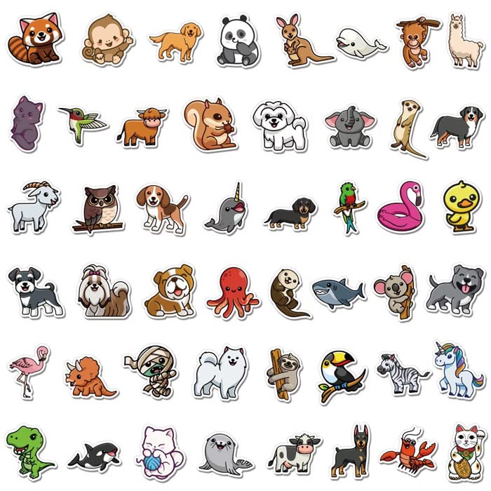 Amazon.co.jp: 100枚 ステッカー かわいい 動物 アニマル イラスト